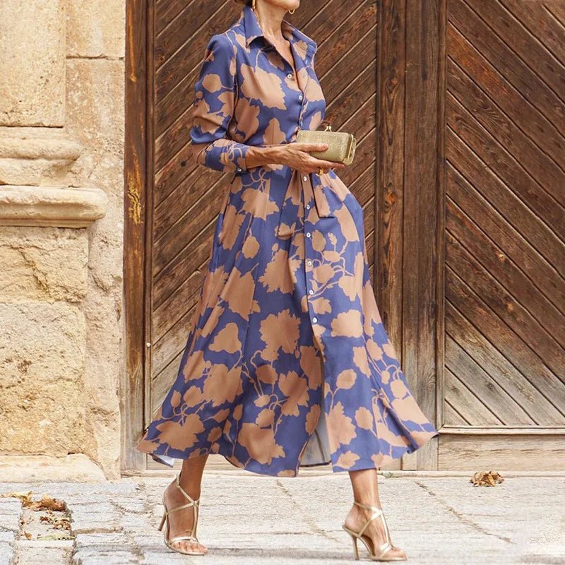 Floral Shirt Dress | Belted Waist | Flowing Maxi Silhouette | Luxe Statement Look