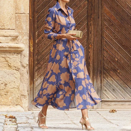 Floral Shirt Dress | Belted Waist | Flowing Maxi Silhouette | Luxe Statement Look