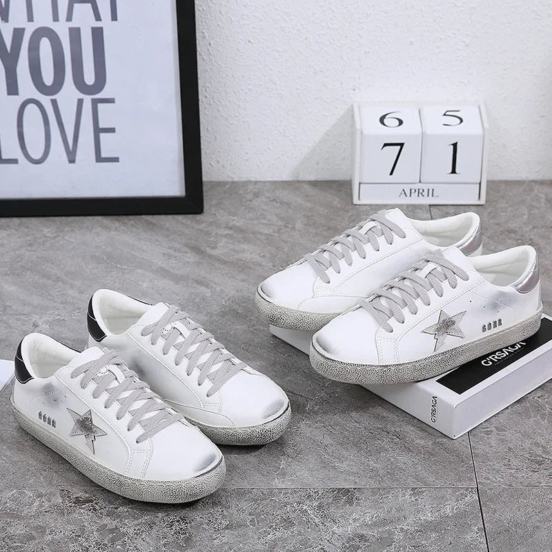 Minimalist Star Sneakers | Distressed Sole | Casual Everyday Style
