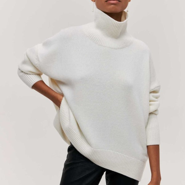 Women’s Turtleneck Knit Sweater | Relaxed Fit Pullover | Soft Ribbed Cold-Weather Essential