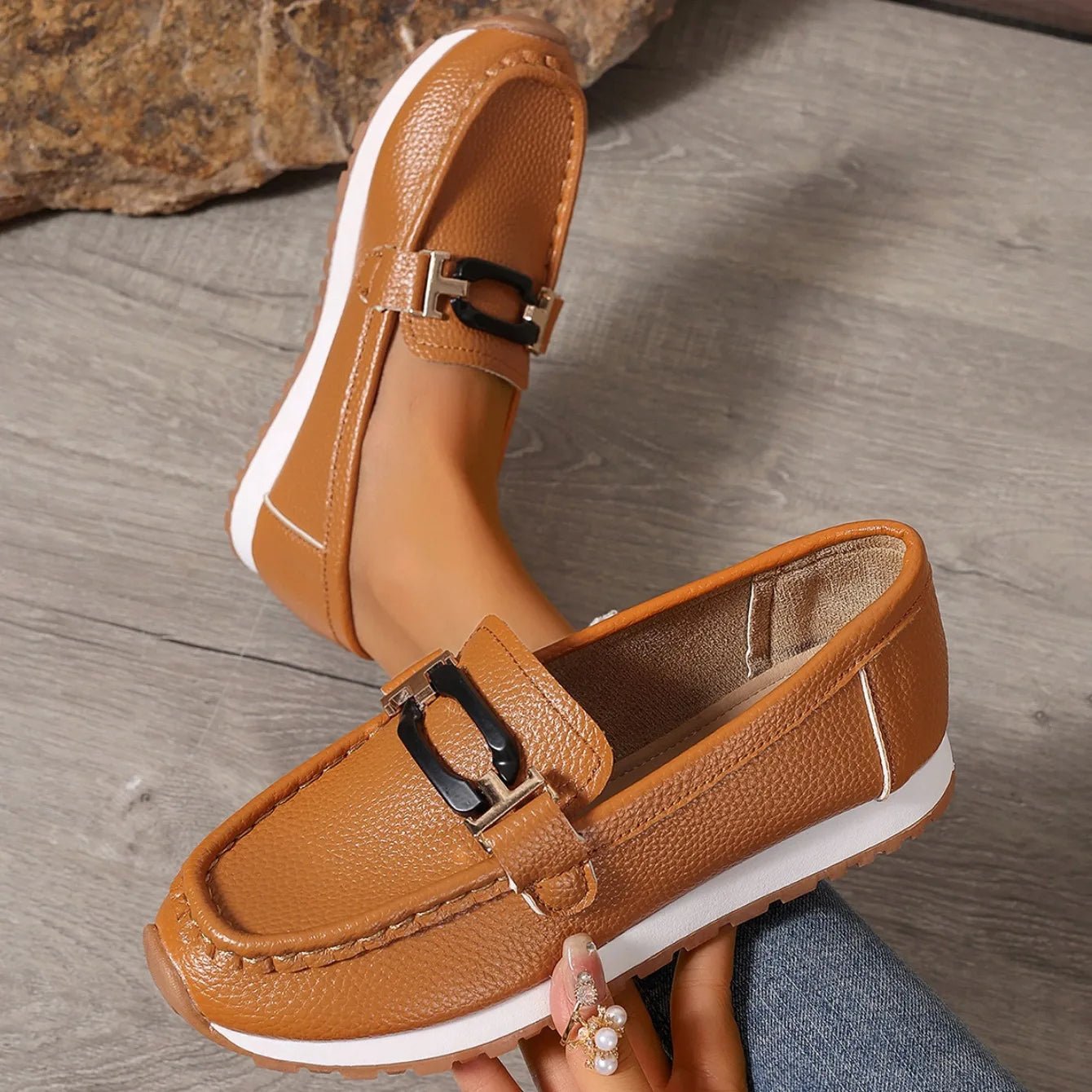 Patterned Loafer Flats | Faux Leather | Lightweight Comfort | Casual Everyday Style