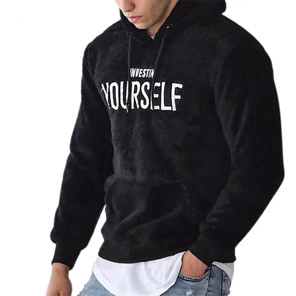 Men's Motivational Graphic Hoodie | “Invest in Yourself” Print | Fleece Pullover