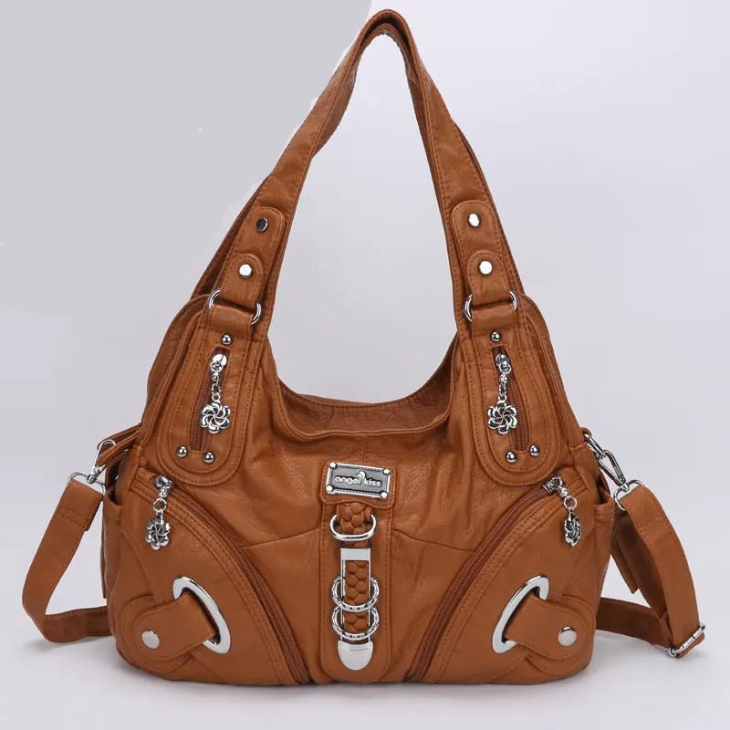 Convertible Shoulder Bag | Multi-Zip Faux Leather | Chic Carryall