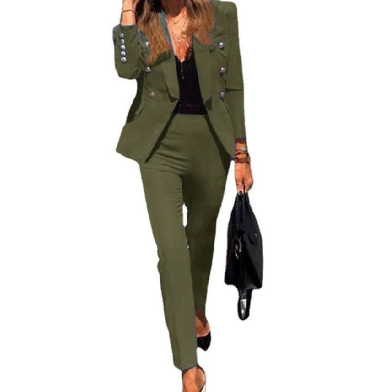 Tailored Power Suit Set | Double-Breasted Blazer and Slim Trousers
