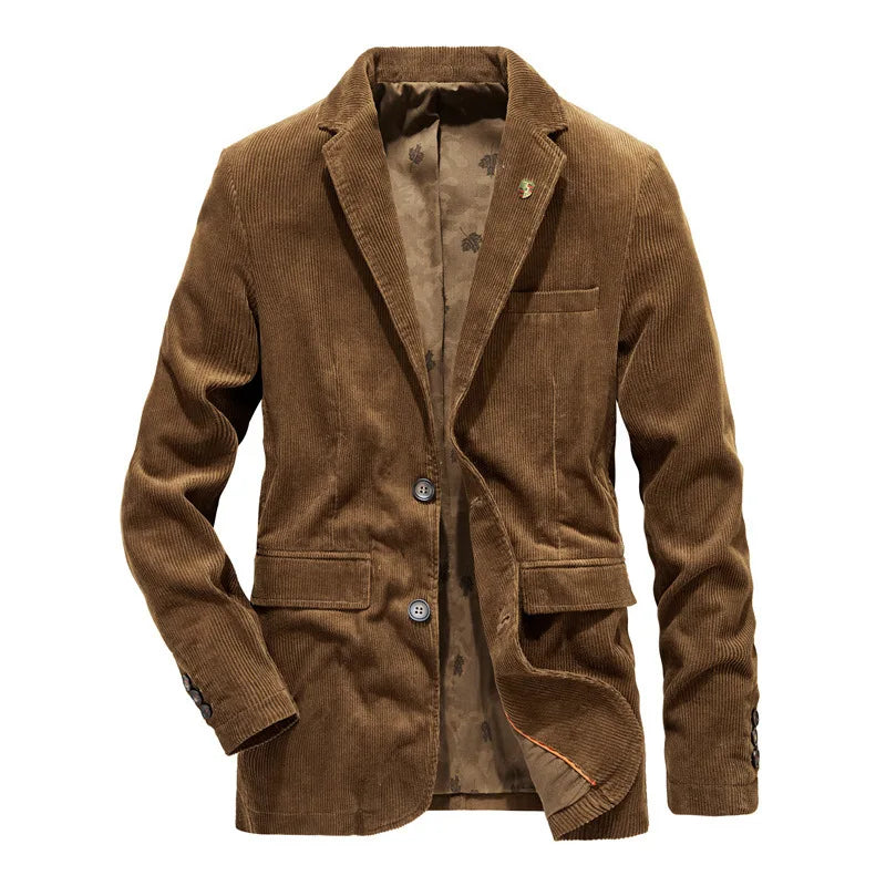 Men’s Corduroy Blazer | Slim Fit Sport Coat | Textured Casual Jacket in Brown