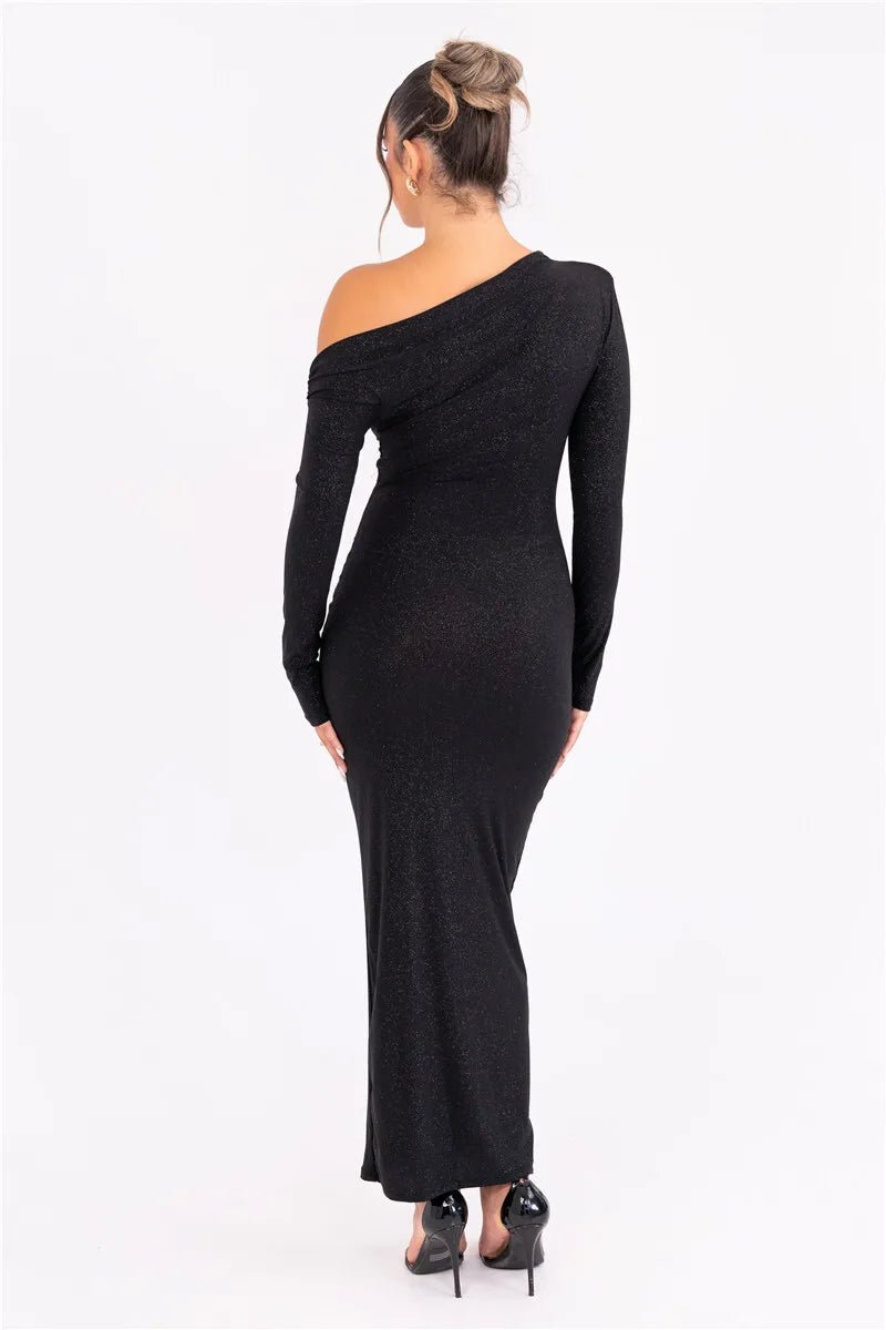 One-Shoulder Sequin Midi Dress | Elegant Fit | Stretch Fabric | Glamorous Evening Wear