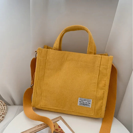 Corduroy Mini Tote | Dual Carry Handles & Crossbody Strap | Casual Everyday Bag