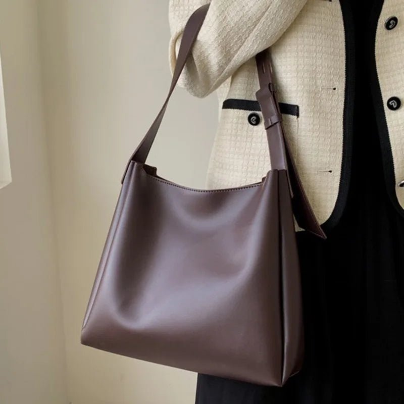 Women's Minimalist Shoulder Bag | PU Leather Tote | Everyday Work Bag