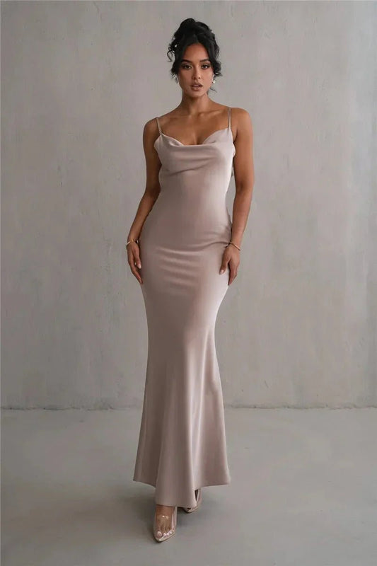 Satin Slip Maxi Dress | Cowl Neck | Elegant Evening Wear