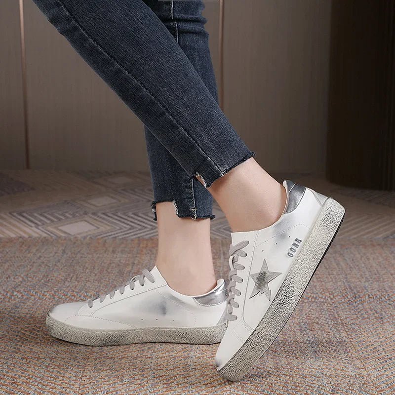 Minimalist Star Sneakers | Distressed Sole | Casual Everyday Style
