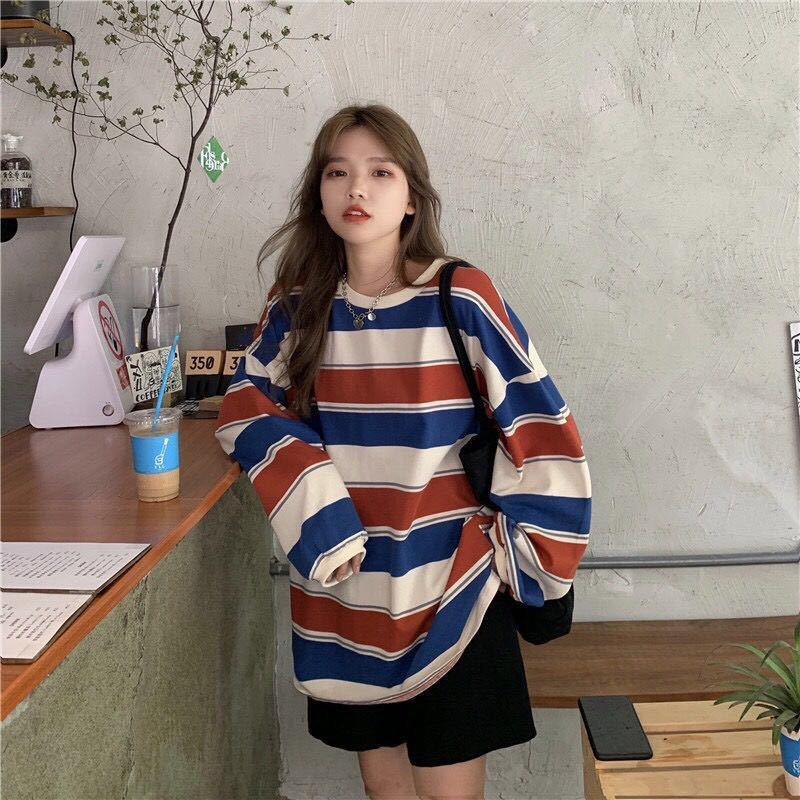 Striped Oversized Sweatshirt | Cotton Blend | Bold and Comfy