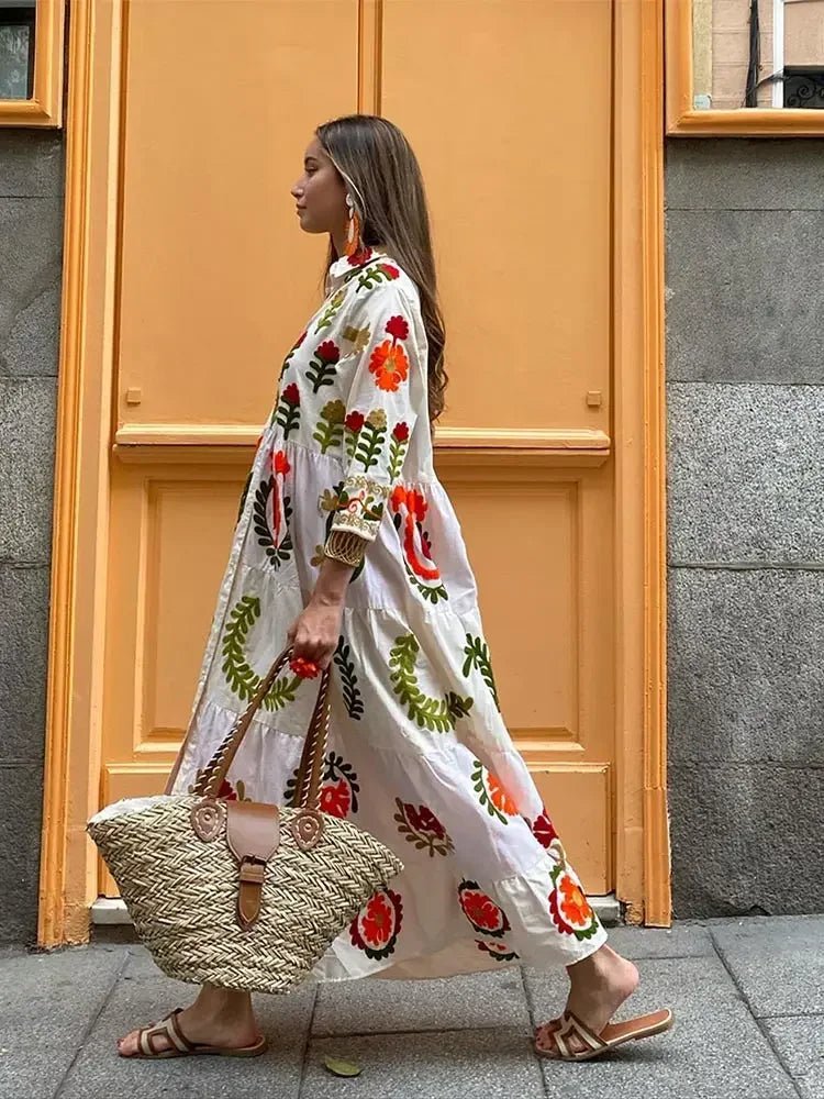 Boho Oversized Maxi Dress | Bold Floral Print | Lightweight Fabric | Casual Chic Style