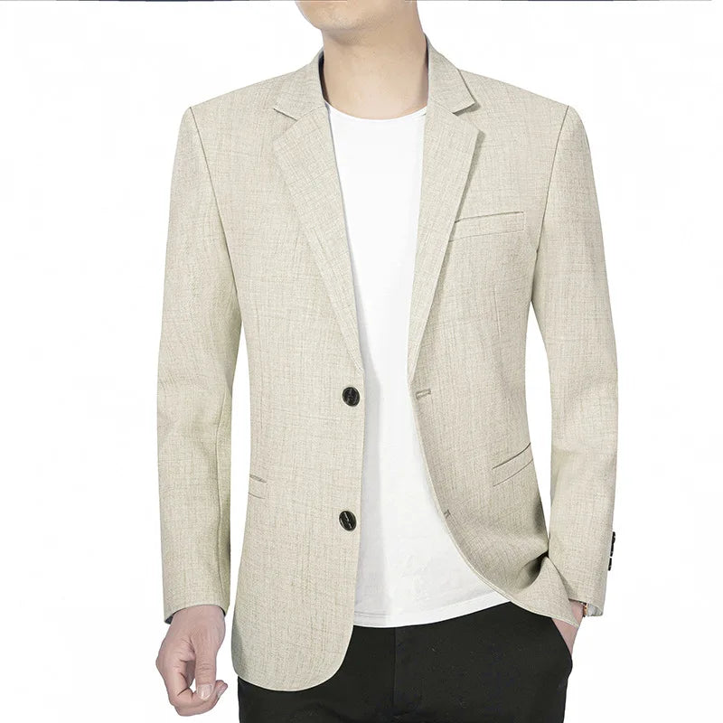 Men's Slim Fit Blazer | Linen-Look Suit Jacket | Lightweight Summer Formalwear