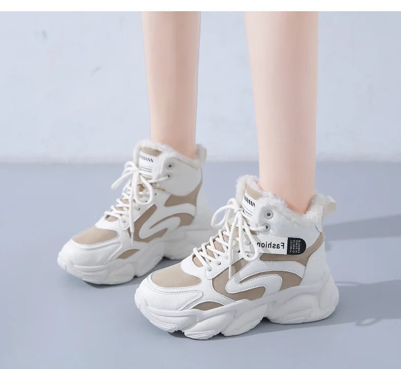 Fleece-Lined Chunky Sneakers | High-Top Design | Winter Warmth | Trendy Streetwear