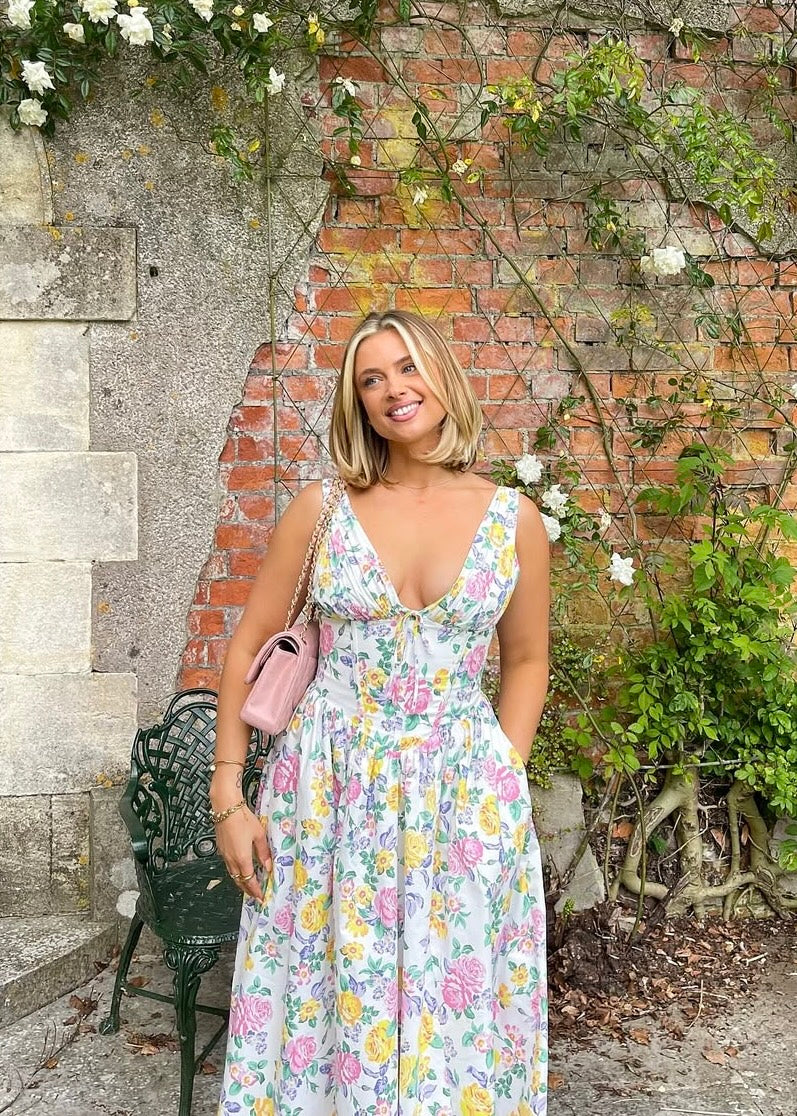 Floral Corset Sundress | Fit & Flare Silhouette with Sweetheart Neckline | Summer Garden Dress