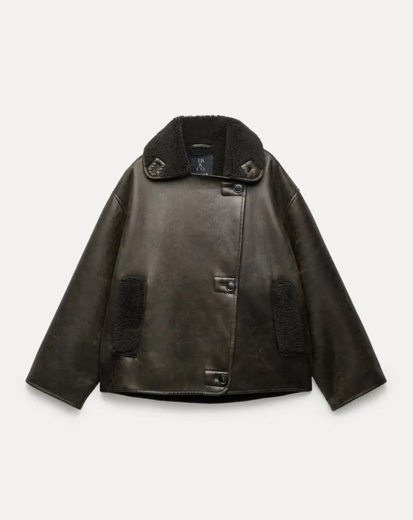 Oversized Faux Shearling Jacket | Warm & Stylish | Leather Look | Winter Essential
