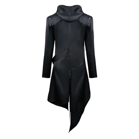 Men’s Asymmetrical Hooded Trench Coat | Gothic Longline Design | Fall Outerwear Layer