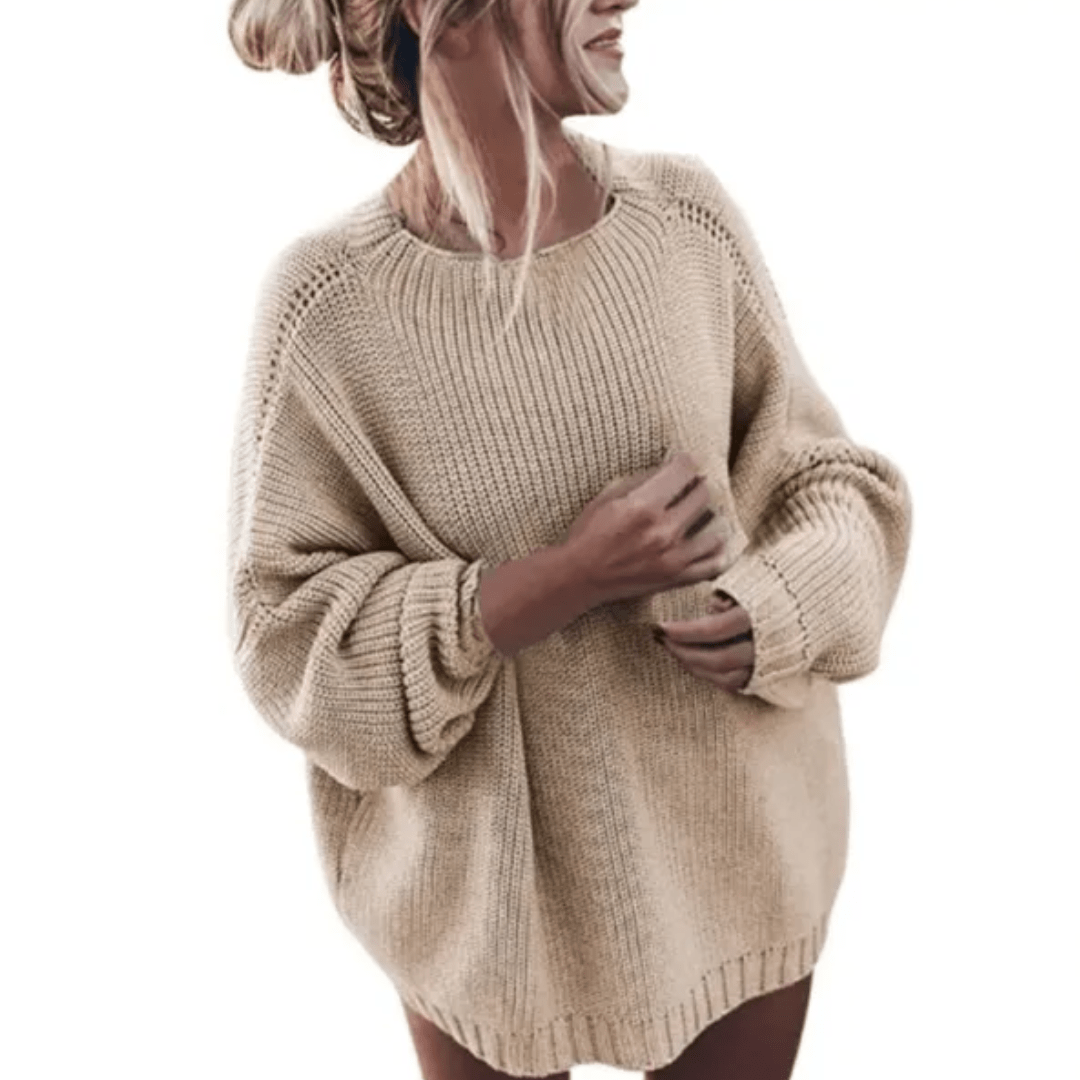 Chunky Knit Pullover Sweater | Slouchy Fit | Ribbed Trim Detail