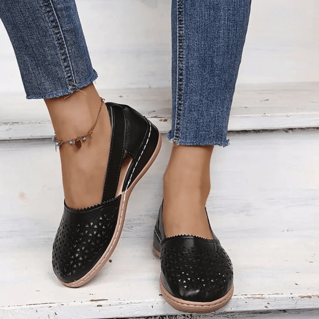 Laser-Cut Slip-On Flats | Lightweight Cutout Casual Shoes for Women