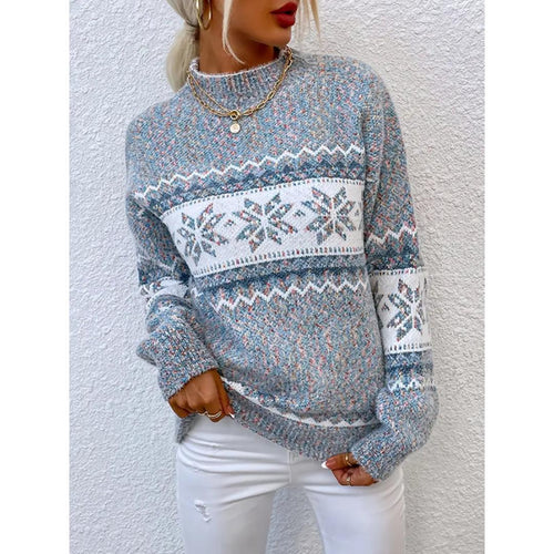 Women's Fair Isle Knit Sweater | Soft Crewneck Pullover | Winter Casual Outfit