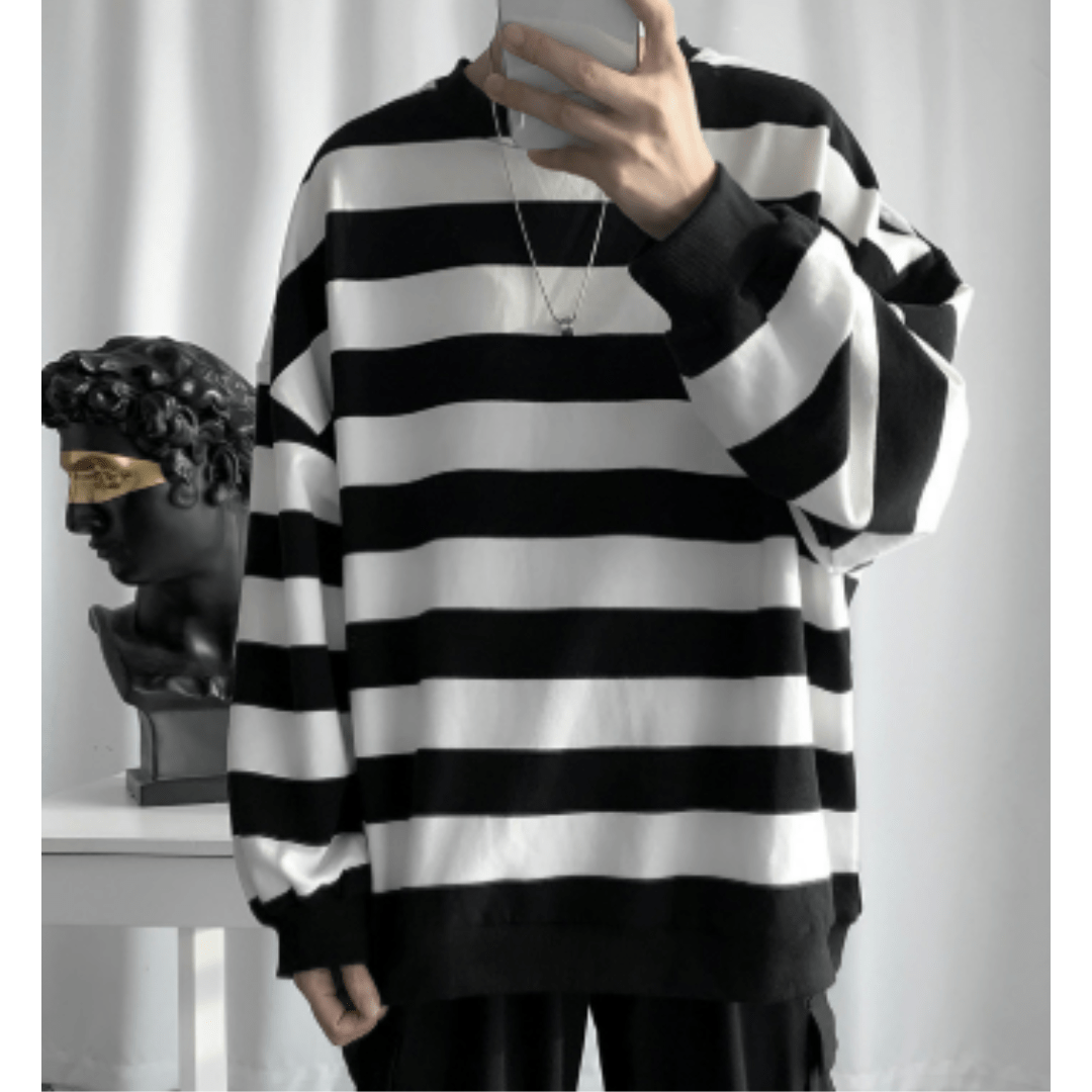 Striped Crewneck Sweatshirt | Relaxed Fit | Cotton Blend