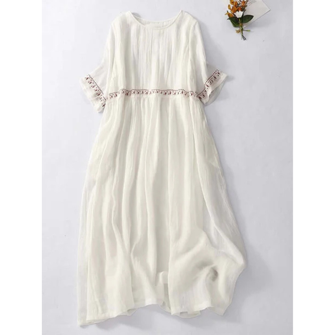 Boho Embroidered Midi Dress | Lightweight Cotton Beach Cover-Up | Relaxed Summer Outfit Canada