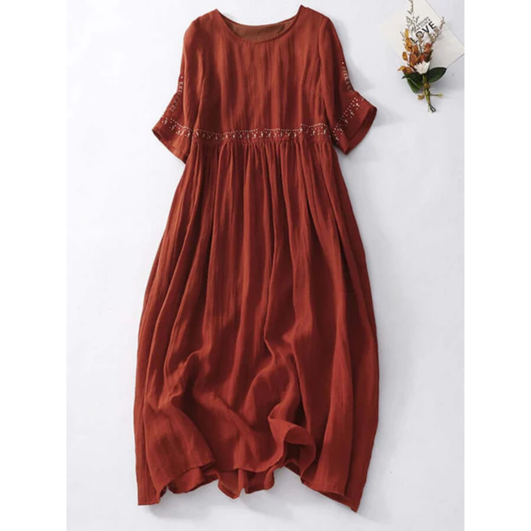 Boho Embroidered Midi Dress | Lightweight Cotton Beach Cover-Up | Relaxed Summer Outfit Canada