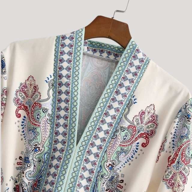 Boho Belted Mini Dress | Paisley Print & Long Sleeves | Lightweight Cotton Blend