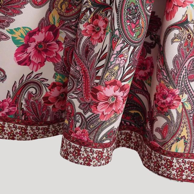 Boho Belted Mini Dress | Paisley Print & Long Sleeves | Lightweight Cotton Blend