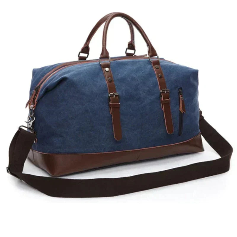 Canvas Weekender Bag | Leather Trim | Travel Carryall
