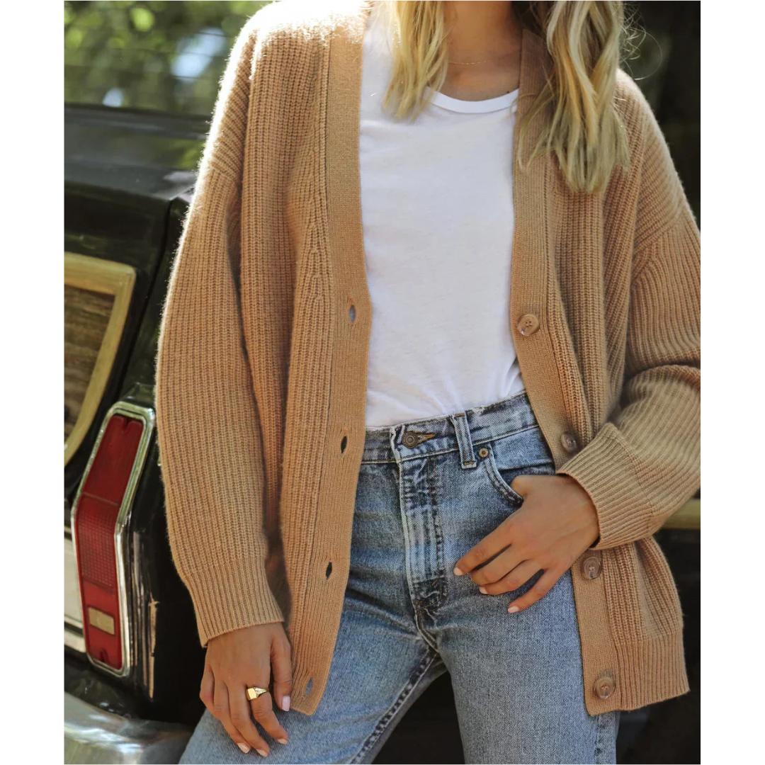 Ribbed Knit Button Cardigan | Relaxed Fit with Drop Shoulders | Soft Casual Layer