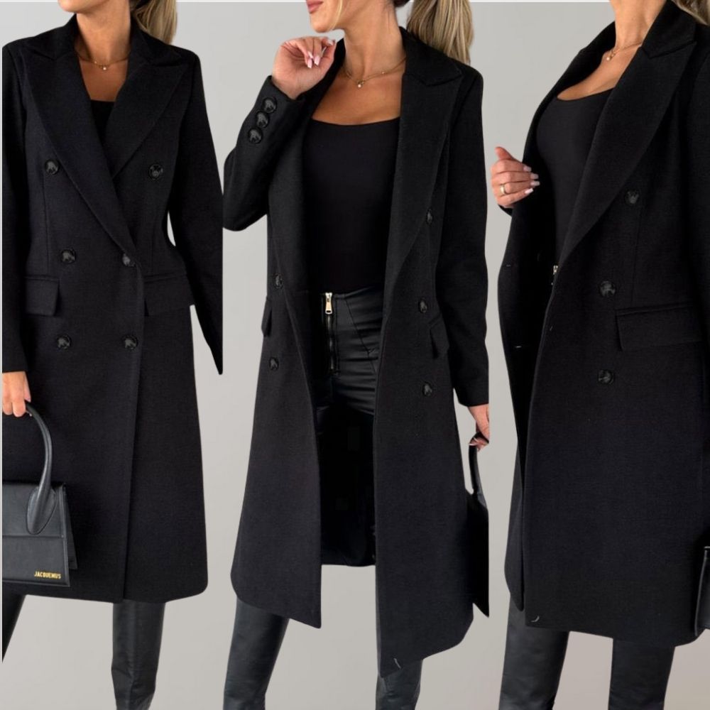 Double-Breasted Long Coat | Tailored Fit | Classic Wool-Blend Elegance