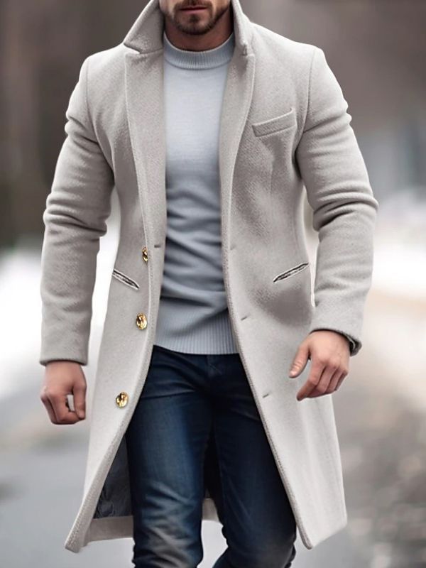Wool Blend Overcoat | Long Tailored Winter Coat | Classic Formal Outerwear