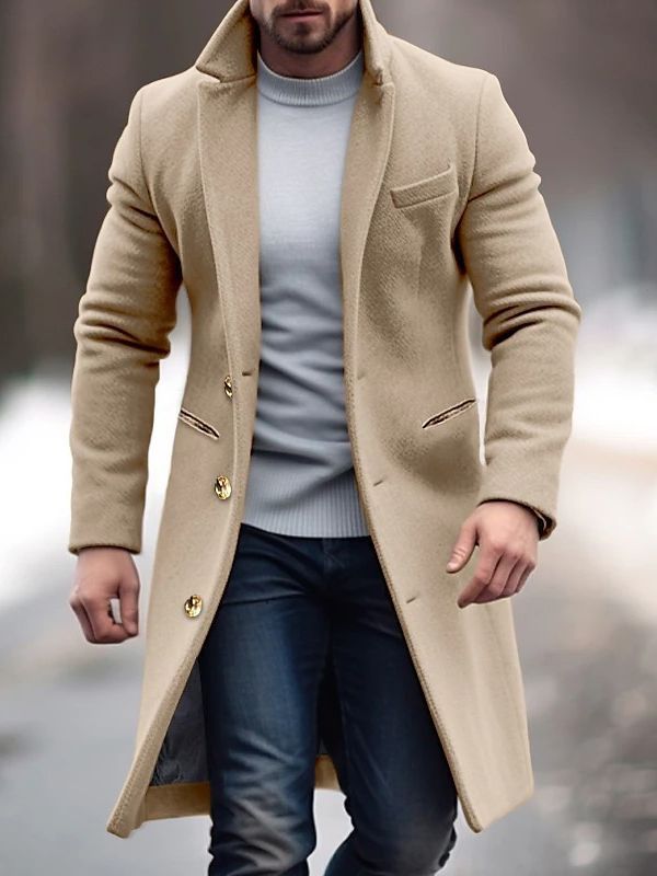 Wool Blend Overcoat | Long Tailored Winter Coat | Classic Formal Outerwear