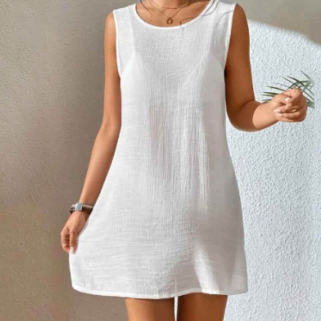 Sleeveless Cotton Gauze Dress | Minimalist A-Line Fit | Lightweight Summer Essential