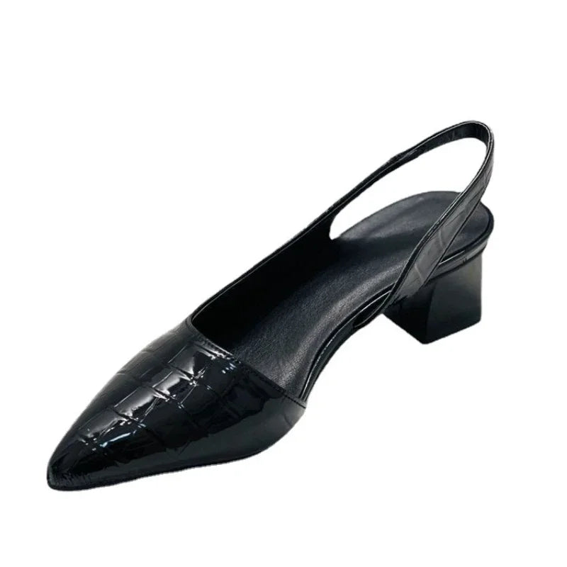 Women's Pointed-Toe Slingback Heels | Low Block Heel Dress Shoes | Elegant Office to Evening Wear