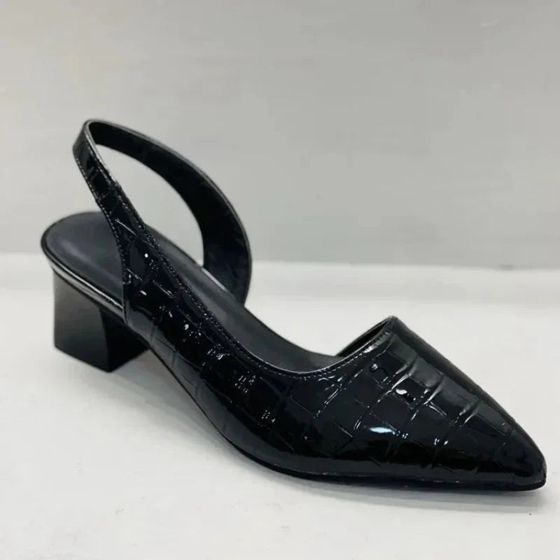 Women's Pointed-Toe Slingback Heels | Low Block Heel Dress Shoes | Elegant Office to Evening Wear