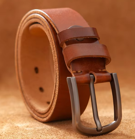 Men’s Classic Leather Belt | Durable Everyday Accessory | Polished Metal Buckle