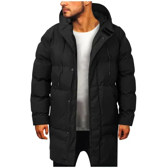 Men's Long Hooded Puffer Jacket | Heavyweight Insulation | Water-Resistant Winter Coat