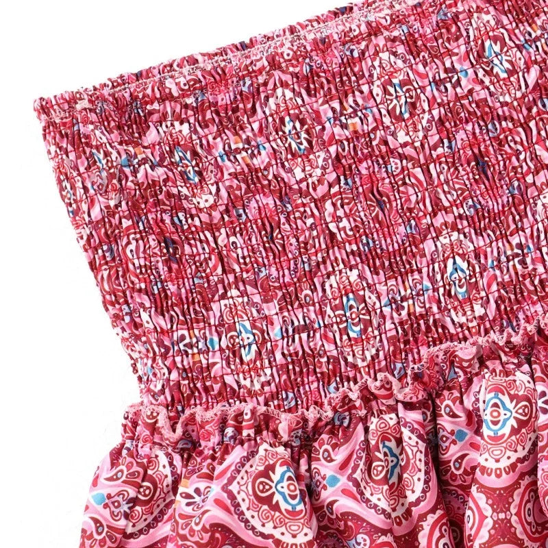 Smocked Mini Skirt | Ruffle Hem | Lightweight Boho Print