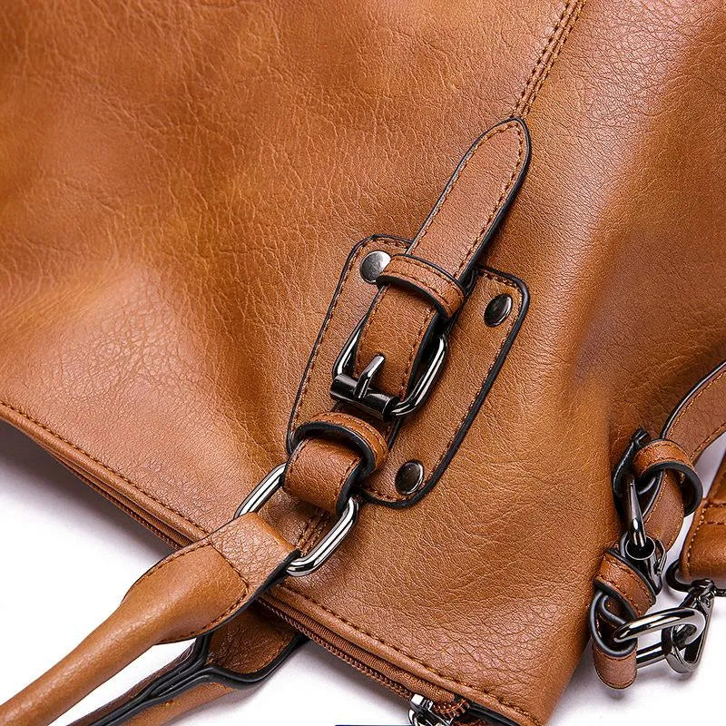 Structured Tote Handbag | PU Leather with Buckle Detail | Everyday Shoulder Bag