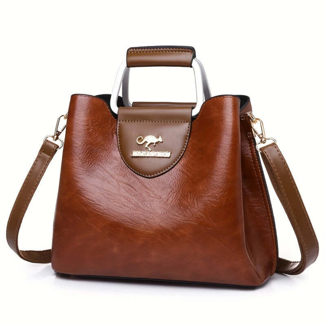 Structured Handbag with Contrast Trim | Vegan Leather | Dual Carry Tote