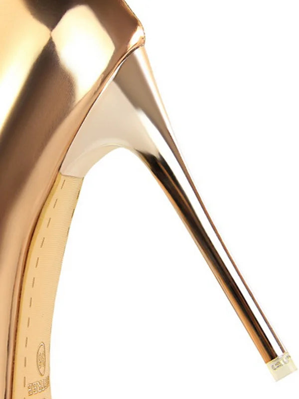 Pointed Toe Stiletto Heels | High-Shine Metallic Finish | Elegant Party Pumps