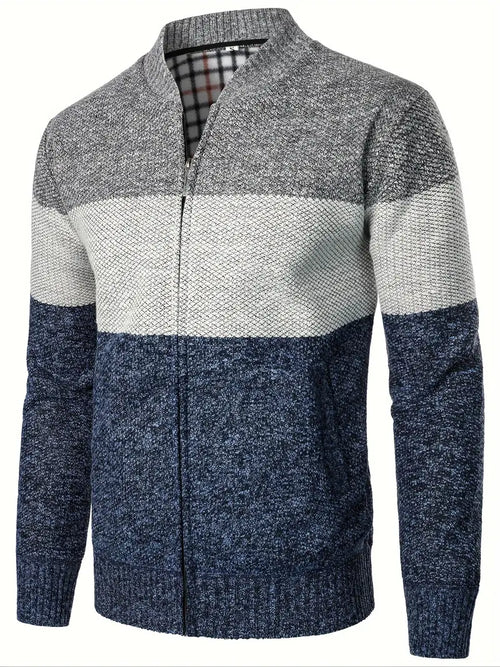 Colour-Block Knit Cardigan | Full-Zip Design | Warm and Stylish | Everyday Layer