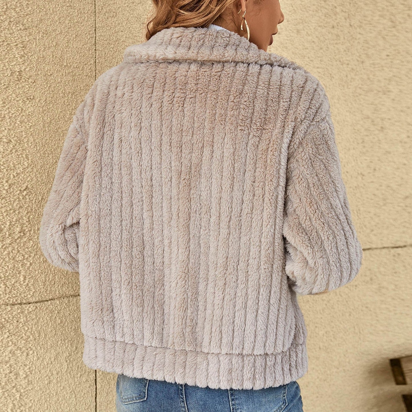Plush Ribbed Fleece Jacket | Zip-Up Style | Ultra-Soft & Warm | Casual Winter Layer