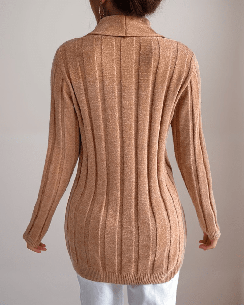 Ribbed Knit Cardigan | Khaki | Casual | Acrylic & Polyester