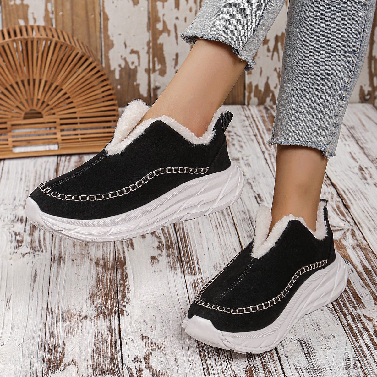 Cozy Slip-On Sneakers | Faux Suede Upper | Plush Lining | Casual Comfort