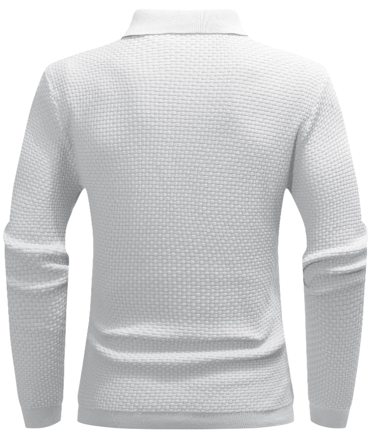 Men’s Long-Sleeve Textured Polo Shirt | Waffle Knit | Smart Casual Essential