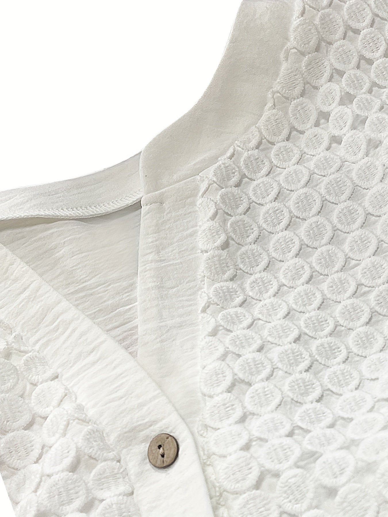 Women's Embroidered Blouse | Textured Cotton with Button Detail | Lightweight Top for Spring and Summer