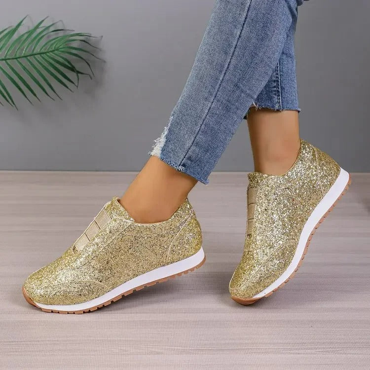 Glitter Slip-On Sneakers | Lightweight Comfort | Casual Glam Footwear